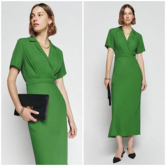💕REFORMATION PETITES💕 Danika Dress ~ Palm Green Petite Small NWT - Picture 1 of 16